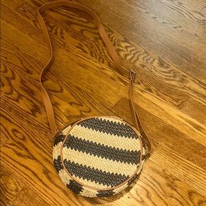 Striped Tan and Blue Crossbody Bag